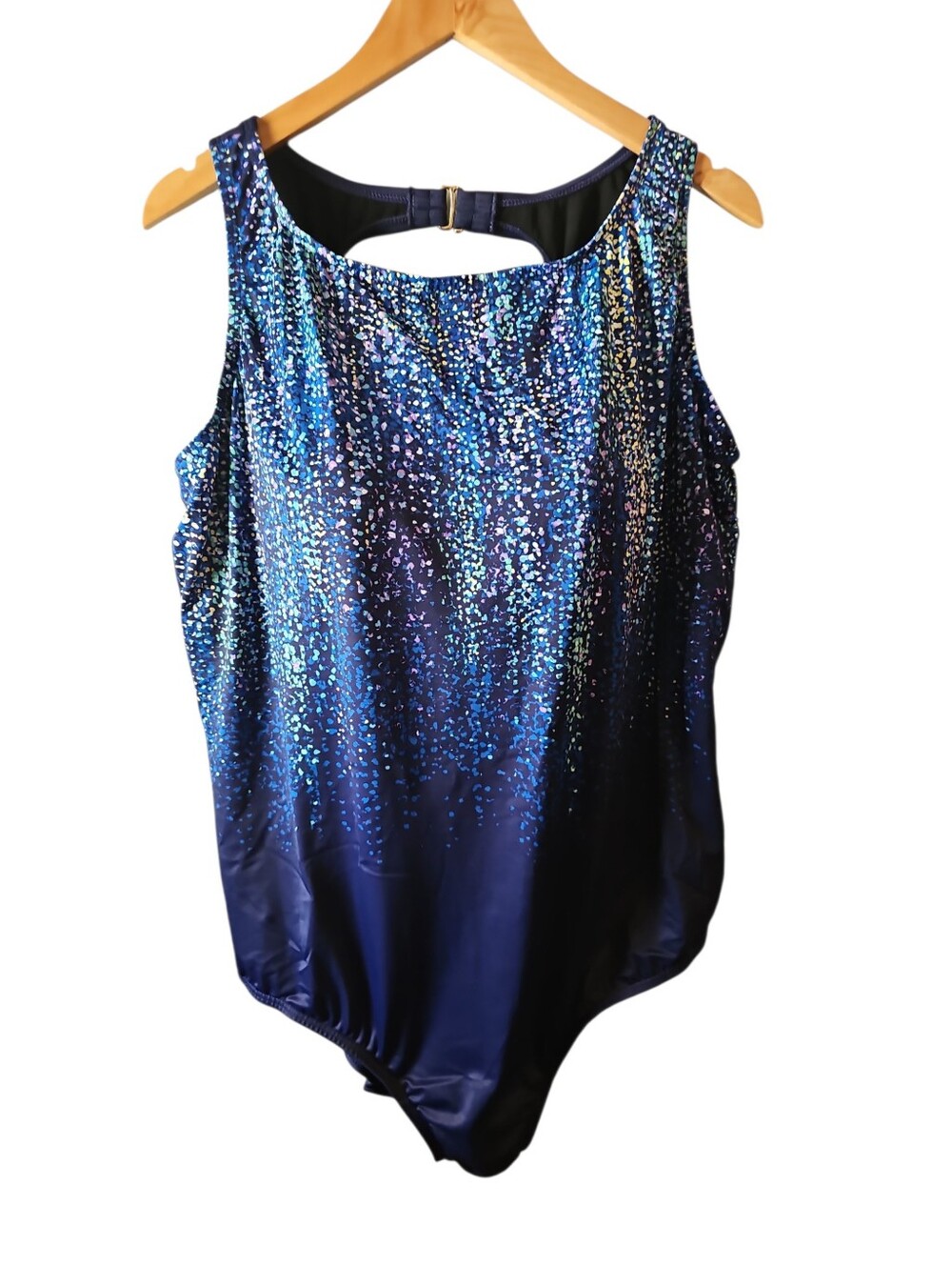 Swimsuits For ALL Plus-Size Blue Patterned High-Neck One-Piece Swimsuit NEW 28 - Picture 2 of 5